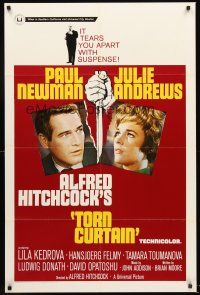 4g921 TORN CURTAIN 1sh '66 Paul Newman, Julie Andrews, Alfred Hitchcock tears you apart w/suspense!