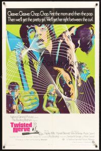 4g937 TWISTED NERVE int'l 1sh '69 Hayley Mills, Roy Boulting English horror, cool psychadelic art!