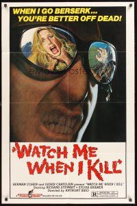 4g960 WATCH ME WHEN I KILL 1sh '77 cool art of scared girl in killer's mirrored sunglasses!