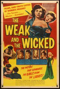 4g961 WEAK & THE WICKED 1sh '54 bad girl Diana Dors, strips bare raw facts of women in prison!