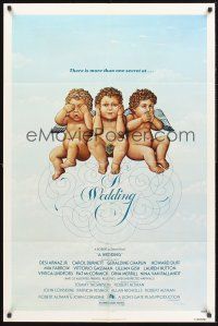 4g963 WEDDING 1sh '78 Robert Altman, artwork of cute cherubs by R. Hess!