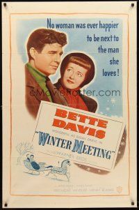 4g985 WINTER MEETING 1sh '48 Bette Davis was never happier to be next to Jim Davis!