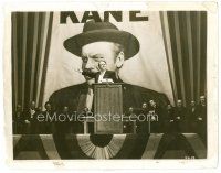 4h150 CITIZEN KANE 8x10 still '41 classic image of Orson Welles at rally with giant poster!