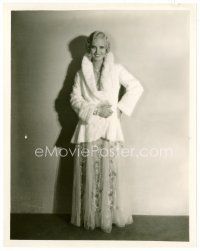 4h156 CLAUDIA DELL 8x10 still '30 full-length portrait of the sexy actress in fur coat & jewelry!