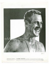 4h161 COOL HAND LUKE 8x10 still '67 cool close up artwork of shirtless Paul Newman smiling!