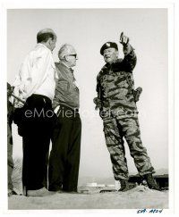 4h271 GREEN BERETS candid 8x10 still '68 director John Wayne in costume instructs crew on the set!
