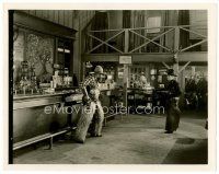 4h294 HOOT GIBSON 8x10 still '20s great far shot facing down bad man in barroom as crowd watches!
