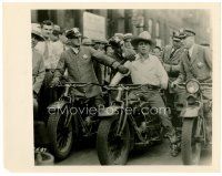 4h361 KING OF THE RODEO 8x10 still '29 great image of cowboy Hoot Gibson on motorcycle with cops!