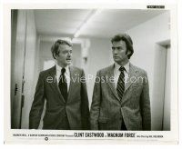 4h418 MAGNUM FORCE 8x10 still '73 close up of Clint Eastwood as Dirty Harry with Hal Holbrook!