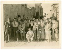 4h441 MARY PICKFORD & DOUGLAS FAIRBANKS deluxe 8x10 still '20s on set posing with cast & crew!