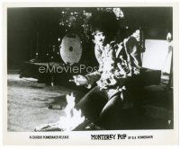 4h460 MONTEREY POP 8x10 still '68 great close up of rock legend Jimi Hendrix by burning guitar!