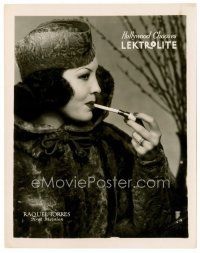 4h544 RAQUEL TORRES 8x10 advertising still '20s for Lektrolite cigarette lighter in cool fur hat!