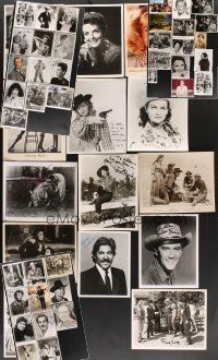 4j009 LOT OF 54 BLACK & WHITE AND COLOR ORIGINAL AND REPRO SIGNED STILLS '50s-90s