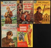 4j016 LOT OF 5 FESS PARKER COMIC BOOKS '69 Disney's western heroes Davy Crockett & Daniel Boone!
