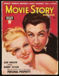 4j096 MOVIE STORY magazine May 1937 Jean Harlow loves Robert Taylor in Personal Property!