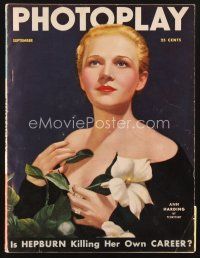 4j053 PHOTOPLAY magazine September 1935 waist-high portrait of pretty Ann Harding by Tchetchet!