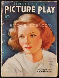4j069 PICTURE PLAY magazine May 1933 wonderful artwork of Katharine Hepburn by Irving Sinclair!