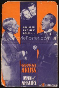 4j280 MAN OF AFFAIRS pressbook '36 George Arliss in two new roles as twins!