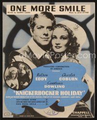 4j140 KNICKERBOCKER HOLIDAY English sheet music '44 Nelson Eddy, Constance Dowling, One More Smile