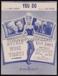 4j143 MOTHER WORE TIGHTS sheet music '47 Betty Grable, Dan Dailey, You Do!