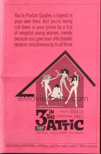 4j219 3 IN THE ATTIC pressbook '68 Yvette Mimieux, great sexy artwork of naked girls dancing!