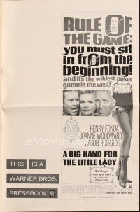 4j230 BIG HAND FOR THE LITTLE LADY pressbook '66 Henry Fonda, Joanne Woodward, wildest poker game!