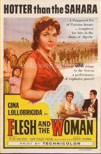 4j254 FLESH & THE WOMAN pressbook '58 sexy Gina Lollobrigida is hotter than the Sahara!
