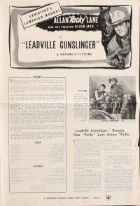 4j275 LEADVILLE GUNSLINGER pressbook '52 cool artwork of cowboy Allan Rocky Lane shooting two guns!
