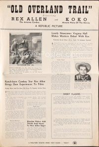 4j294 OLD OVERLAND TRAIL pressbook '52 Arizona Cowboy Rex Allen & his miracle horse Koko!