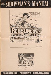 4j302 RED SUNDOWN pressbook '56 great western art of Rory Calhoun, Martha Hyer & Dean Jagger!