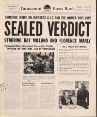 4j310 SEALED VERDICT pressbook '48 Ray Milland, sexy redhead Florence Marly ought to hang!