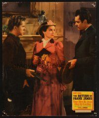 4k004 RETURN OF FRANK JAMES jumbo LC '40 Fritz Lang, Gene Tierney between Henry Fonda & Cooper!