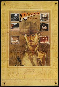 4k063 RAIDERS OF THE LOST ARK 2-sided special poster '81 art of adventurer Harrison Ford by Amsel!