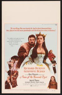 4k135 ANNE OF THE THOUSAND DAYS WC '70 c/u of King Richard Burton & Genevieve Bujold!