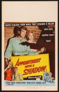 4k138 APPOINTMENT WITH A SHADOW WC '58 cool noir artwork of silhouette pointing gun at stars!