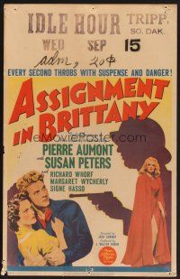 4k142 ASSIGNMENT IN BRITTANY WC '43 art of new star Jean-Pierre Aumont & pretty Susan Peters!
