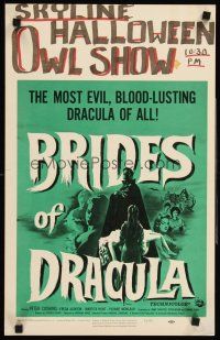 4k183 BRIDES OF DRACULA WC '60 Terence Fisher, Hammer, Peter Cushing as Van Helsing, cool art!