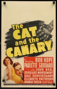 4k193 CAT & THE CANARY WC '39 monster hand threatening Bob Hope & sexy Paulette Goddard!