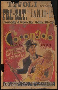 4k207 CORONADO WC '35 great artwork of Johnny Downs in tux with cane & sexy Betty Burgess!
