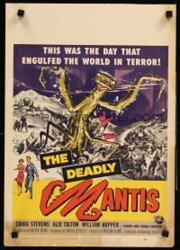 4k225 DEADLY MANTIS WC '57 art of soldiers attacking giant insect by Ken Sawyer!