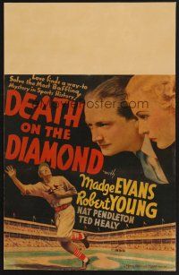 4k226 DEATH ON THE DIAMOND WC '34 cool baseball art, the most baffling mystery in sports history!