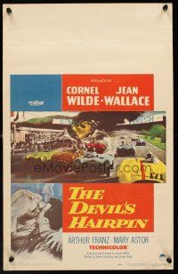 4k232 DEVIL'S HAIRPIN WC '57 Cornel Wilde, Jean Wallace, great car racing art!