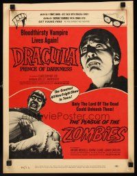 4k241 DRACULA PRINCE OF DARKNESS/PLAGUE OF THE ZOMBIES WC '66 bloodsuckers & undead double-bill!