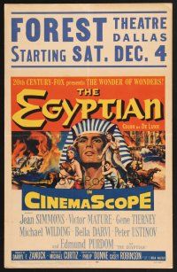 4k247 EGYPTIAN WC '54 artwork of Jean Simmons, Victor Mature & Gene Tierney in ancient Egypt!