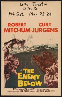 4k249 ENEMY BELOW WC '57 Robert Mitchum & Curt Jurgens in the amazing saga of the U.S. Navy!