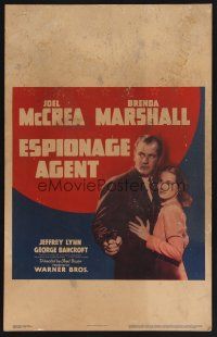 4k253 ESPIONAGE AGENT WC '39 great image of Joel McCrea & his spy bride Brenda Marshall!