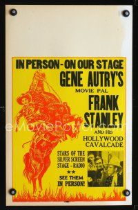 4k276 FRANK STANLEY IN PERSON WC '30s Gene Autry's pal in peron on stage, cool cowboy art!