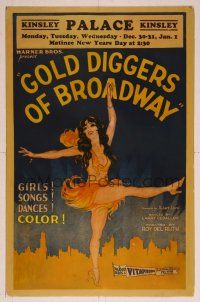 4k281 GOLD DIGGERS OF BROADWAY WC '29 art of sexy showgirl dancing over New York City skyline!