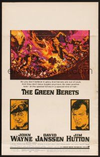 4k286 GREEN BERETS WC '68 John Wayne, David Janssen, Jim Hutton, cool Vietnam War art!