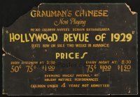 4k040 HOLLYWOOD REVUE box office card '29 hand-painted original from Grauman's Chinese Theatre!